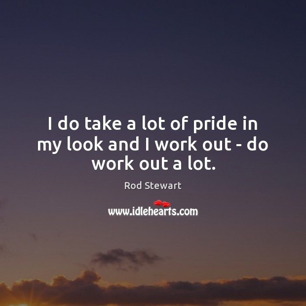 I do take a lot of pride in my look and I work out – do work out a lot. Rod Stewart Picture Quote