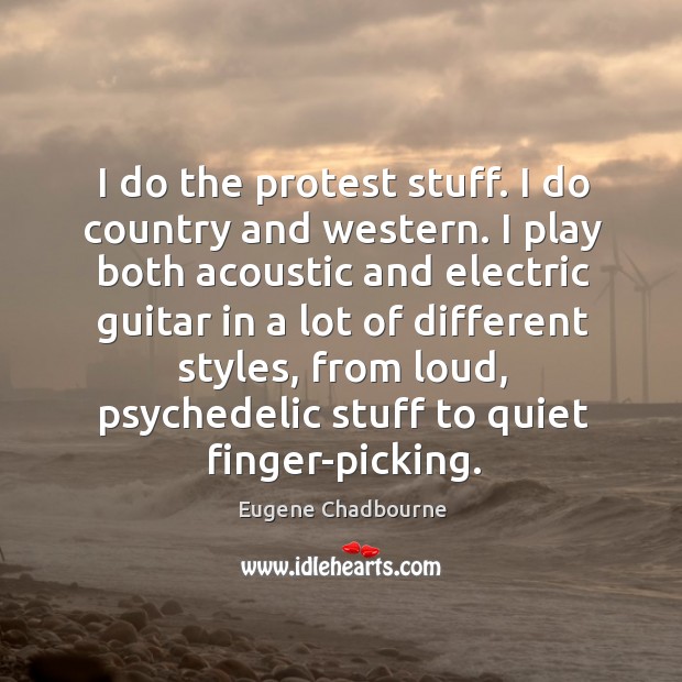 I do the protest stuff. I do country and western. I play Eugene Chadbourne Picture Quote