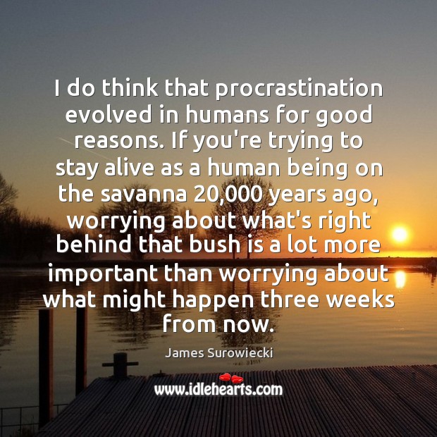 I do think that procrastination evolved in humans for good reasons. If James Surowiecki Picture Quote