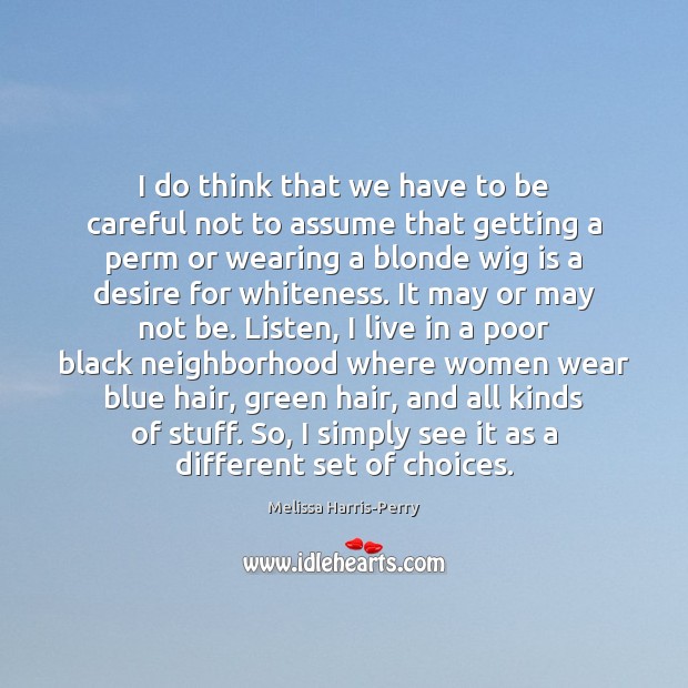 I do think that we have to be careful not to assume Melissa Harris-Perry Picture Quote