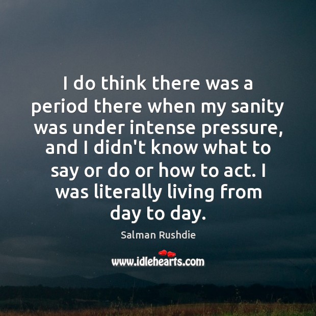 I do think there was a period there when my sanity was Salman Rushdie Picture Quote