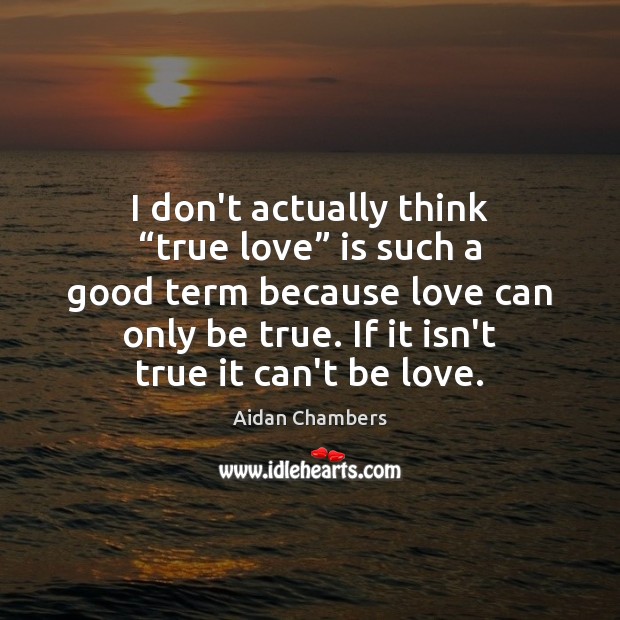 I don’t actually think “true love” is such a good term because Aidan Chambers Picture Quote