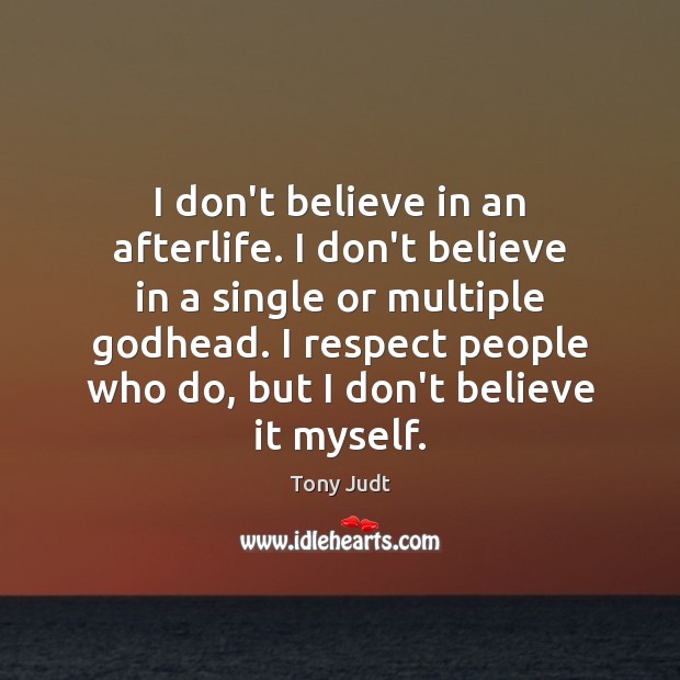 I don’t believe in an afterlife. I don’t believe in a single Tony Judt Picture Quote
