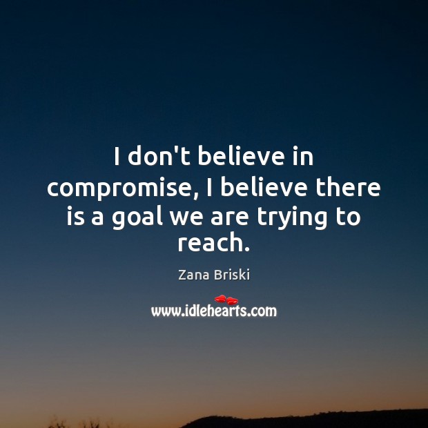I don’t believe in compromise, I believe there is a goal we are trying to reach. Zana Briski Picture Quote
