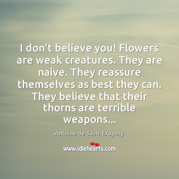 I don’t believe you! Flowers are weak creatures. They are naive. They Image