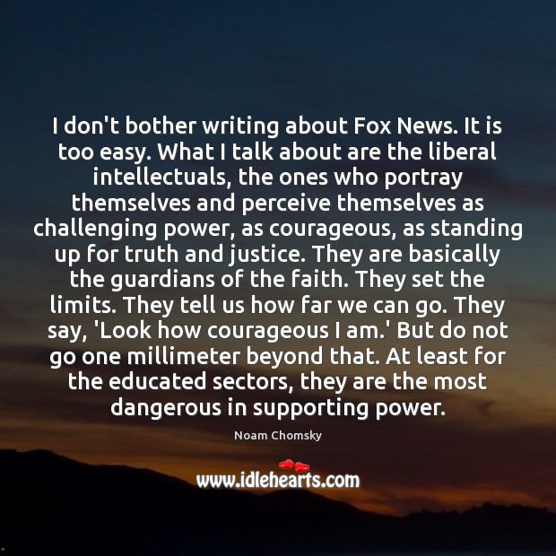 I don’t bother writing about Fox News. It is too easy. What Noam Chomsky Picture Quote