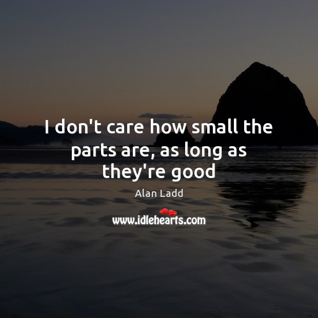 I don’t care how small the parts are, as long as they’re good Alan Ladd Picture Quote