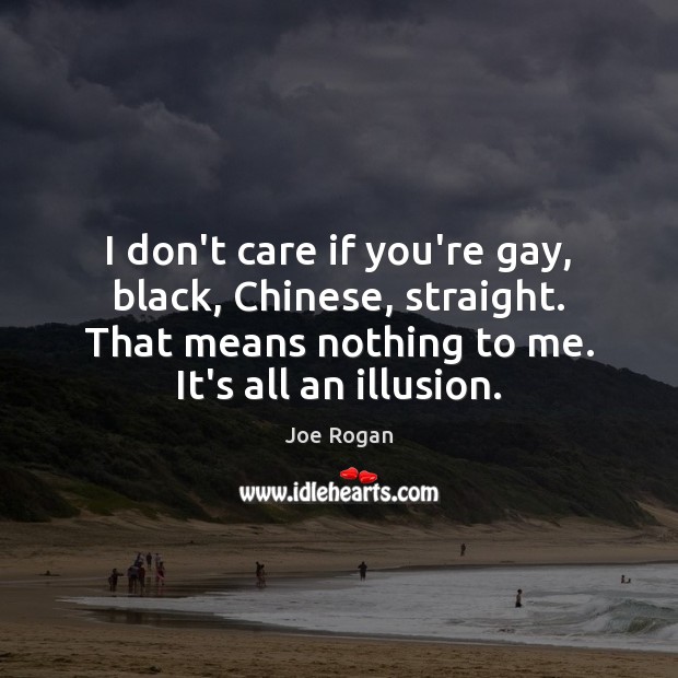 I don’t care if you’re gay, black, Chinese, straight. That means nothing Joe Rogan Picture Quote