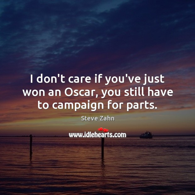 I don’t care if you’ve just won an Oscar, you still have to campaign for parts. Steve Zahn Picture Quote