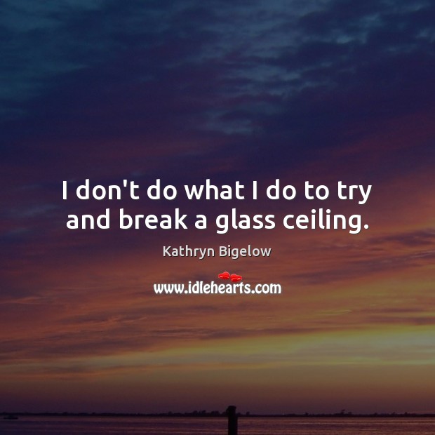 I don’t do what I do to try and break a glass ceiling. Kathryn Bigelow Picture Quote