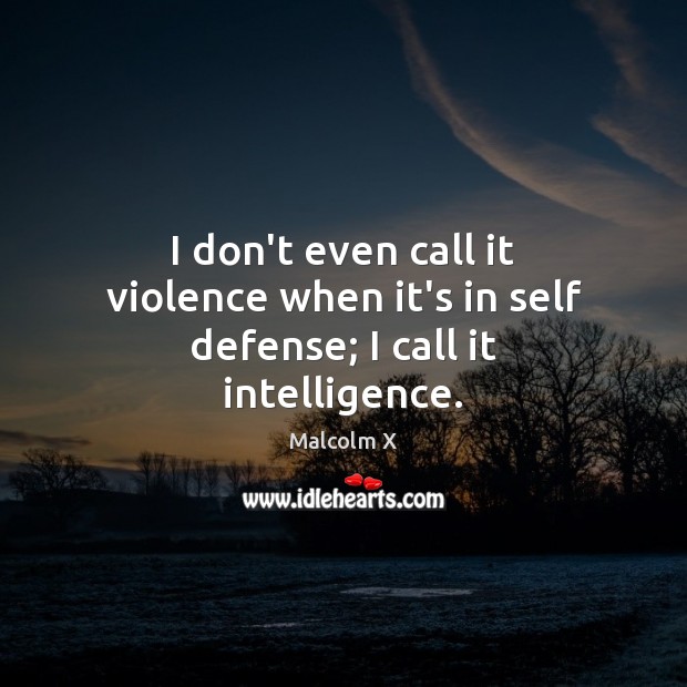 I don’t even call it violence when it’s in self defense; I call it intelligence. 