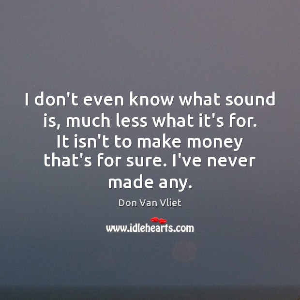 I don’t even know what sound is, much less what it’s for. Don Van Vliet Picture Quote