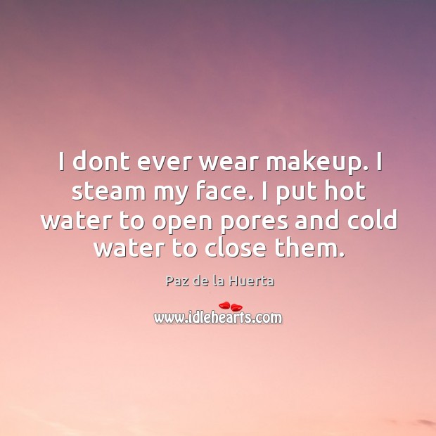 I dont ever wear makeup. I steam my face. I put hot Paz de la Huerta Picture Quote
