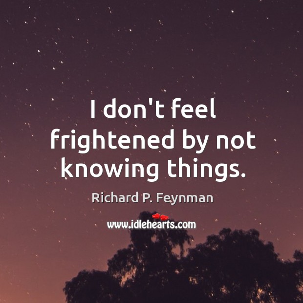 I don’t feel frightened by not knowing things. Richard P. Feynman Picture Quote