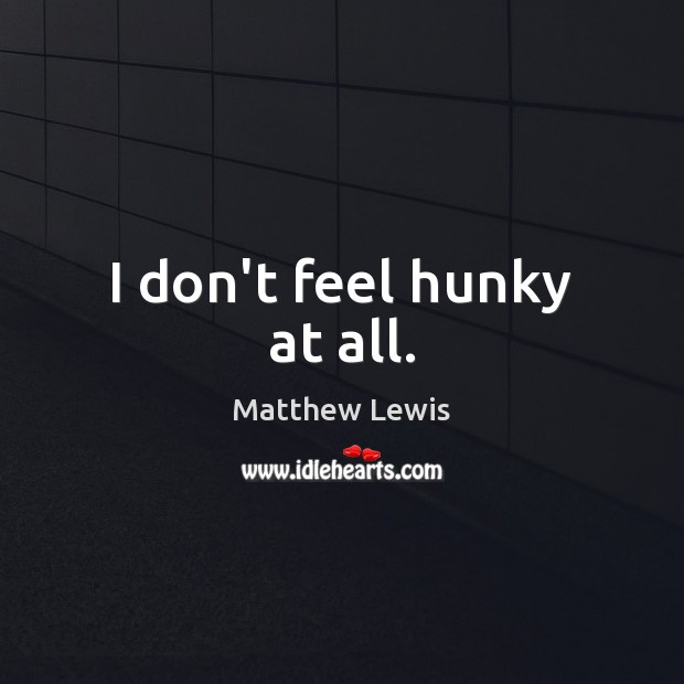 I don’t feel hunky at all. Matthew Lewis Picture Quote