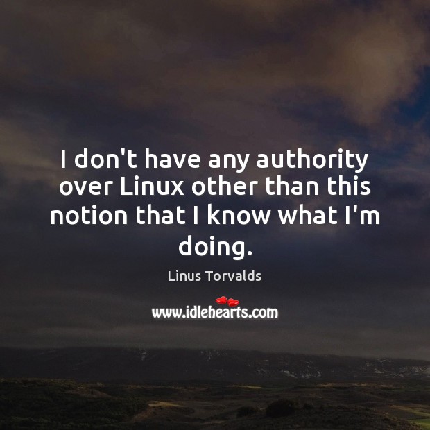 I don’t have any authority over Linux other than this notion that I know what I’m doing. Linus Torvalds Picture Quote