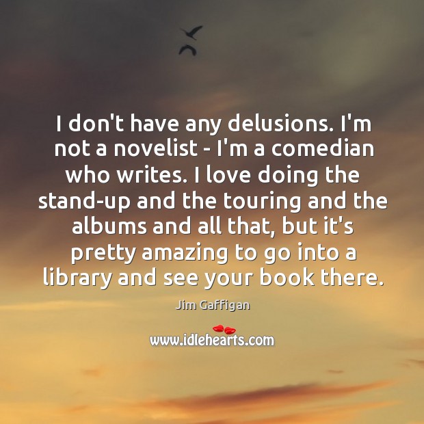 I don’t have any delusions. I’m not a novelist – I’m a Jim Gaffigan Picture Quote