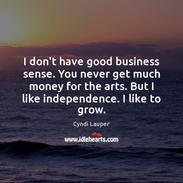 I don’t have good business sense. You never get much money for Cyndi Lauper Picture Quote