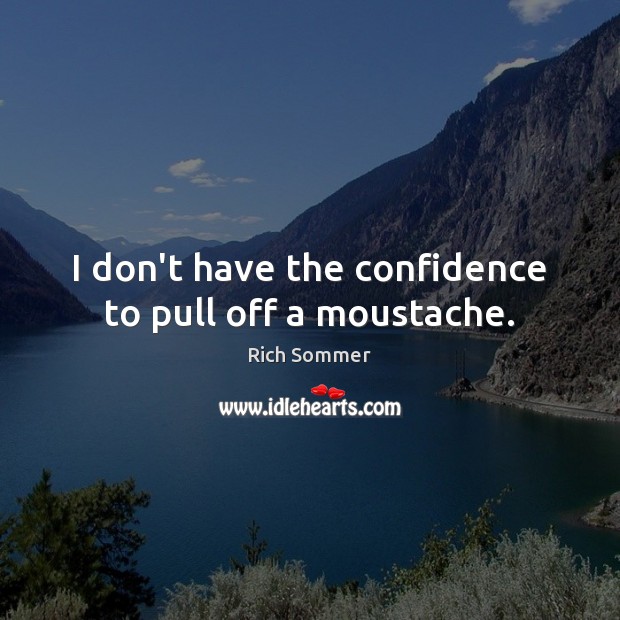 I don’t have the confidence to pull off a moustache. Rich Sommer Picture Quote