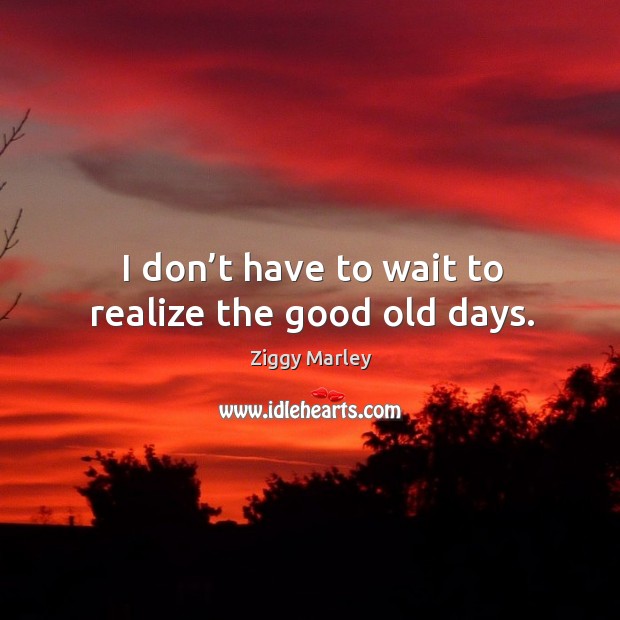 I don’t have to wait to realize the good old days. Realize Quotes Image