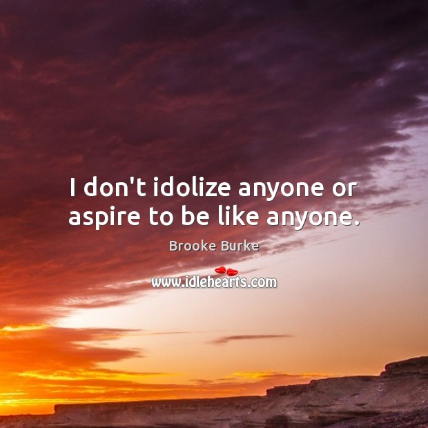 I don’t idolize anyone or aspire to be like anyone. Brooke Burke Picture Quote