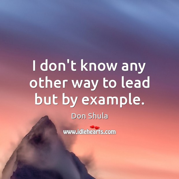 I don’t know any other way to lead but by example. Image