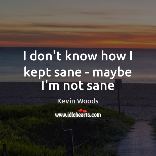 I don’t know how I kept sane – maybe I’m not sane Kevin Woods Picture Quote