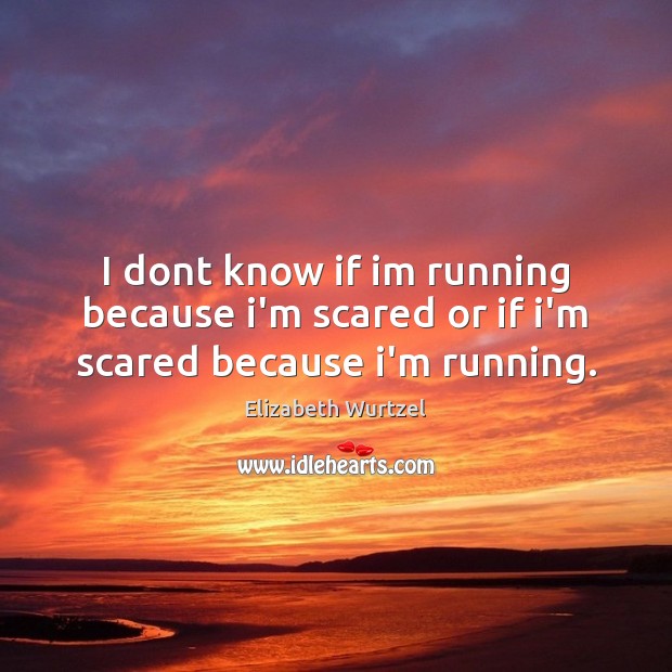 I dont know if im running because i’m scared or if i’m scared because i’m running. Elizabeth Wurtzel Picture Quote