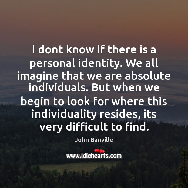 I dont know if there is a personal identity. We all imagine John Banville Picture Quote