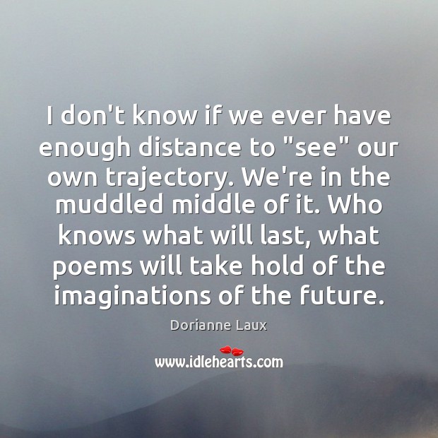 I don’t know if we ever have enough distance to “see” our Image