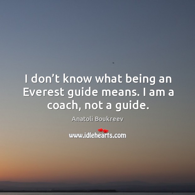 I don’t know what being an everest guide means. I am a coach, not a guide. Anatoli Boukreev Picture Quote