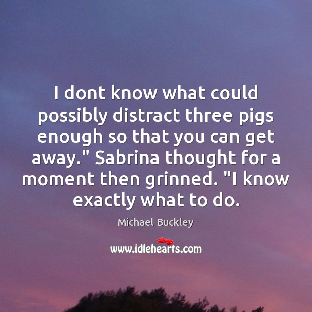 I dont know what could possibly distract three pigs enough so that Michael Buckley Picture Quote