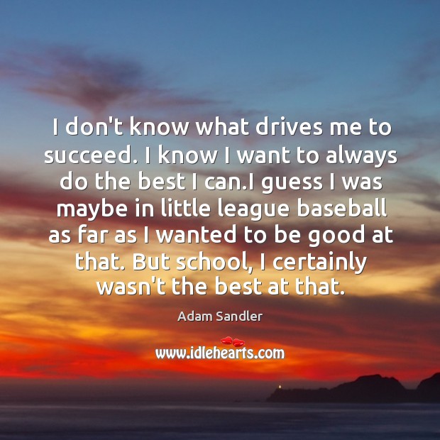 I don’t know what drives me to succeed. I know I want Adam Sandler Picture Quote