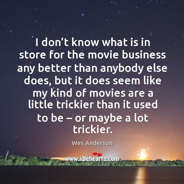 I don’t know what is in store for the movie business any better than anybody else does Wes Anderson Picture Quote