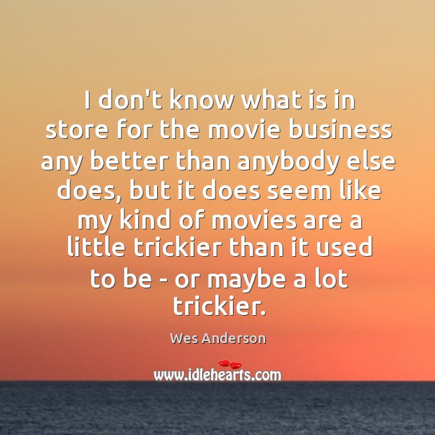 I don’t know what is in store for the movie business any Wes Anderson Picture Quote