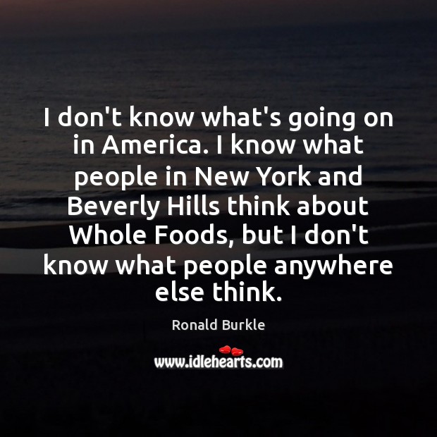 I don’t know what’s going on in America. I know what people Ronald Burkle Picture Quote