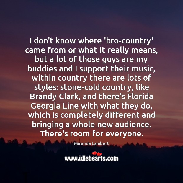 I don’t know where ‘bro-country’ came from or what it really means, Miranda Lambert Picture Quote