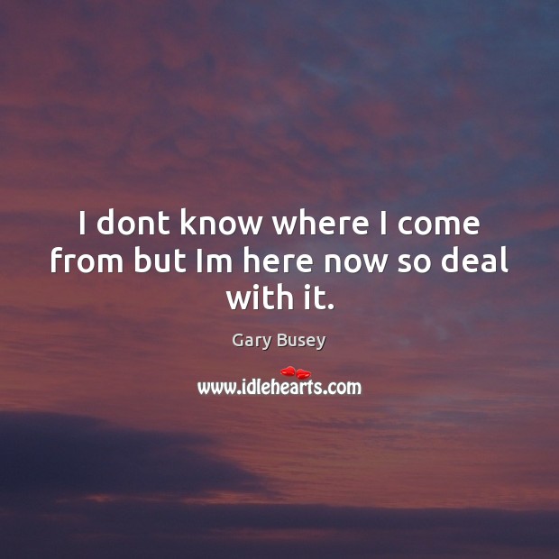 I dont know where I come from but Im here now so deal with it. Gary Busey Picture Quote
