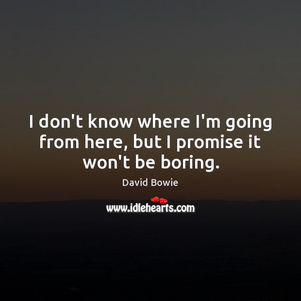 I don’t know where I’m going from here, but I promise it won’t be boring. Promise Quotes Image