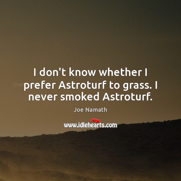 I don’t know whether I prefer Astroturf to grass. I never smoked Astroturf. Image