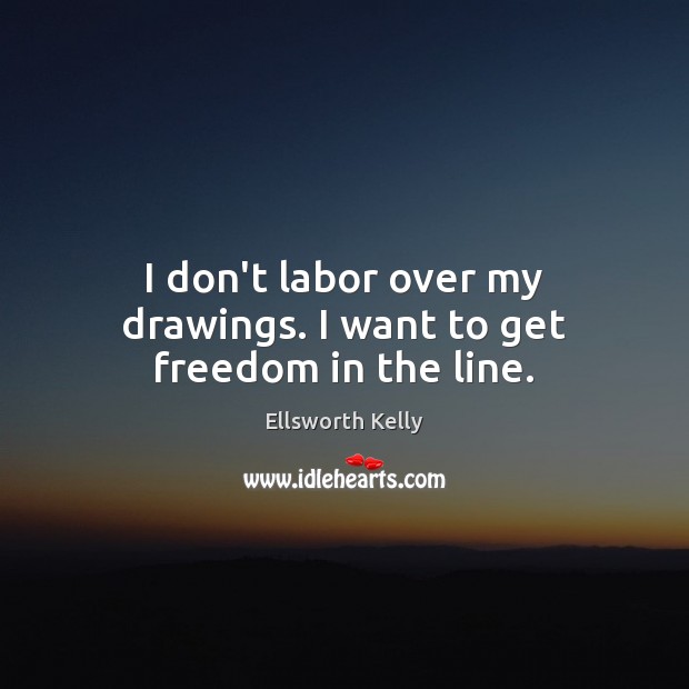 I don’t labor over my drawings. I want to get freedom in the line. Ellsworth Kelly Picture Quote