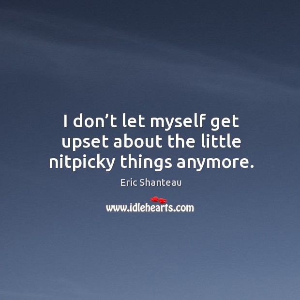 I don’t let myself get upset about the little nitpicky things anymore. Eric Shanteau Picture Quote