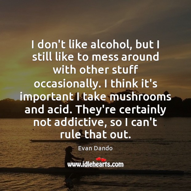 I don’t like alcohol, but I still like to mess around with Evan Dando Picture Quote