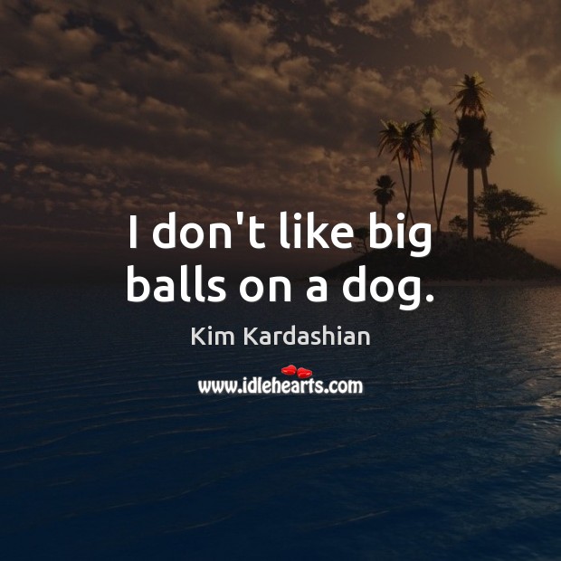 I don’t like big balls on a dog. Kim Kardashian Picture Quote