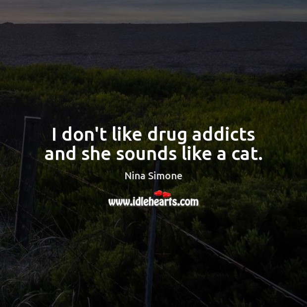 I don’t like drug addicts and she sounds like a cat. Nina Simone Picture Quote