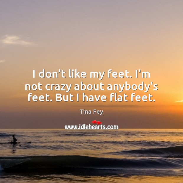 I don’t like my feet. I’m not crazy about anybody’s feet. But I have flat feet. Tina Fey Picture Quote
