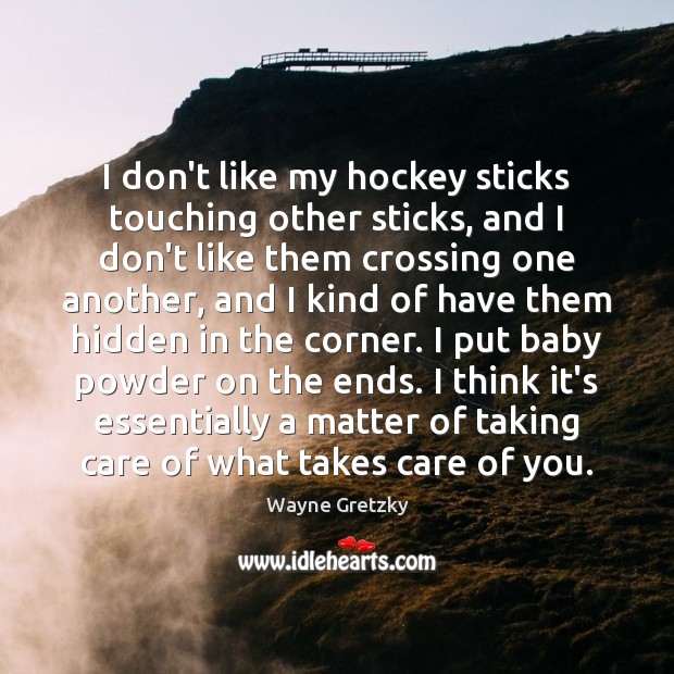 I don’t like my hockey sticks touching other sticks, and I don’t Wayne Gretzky Picture Quote
