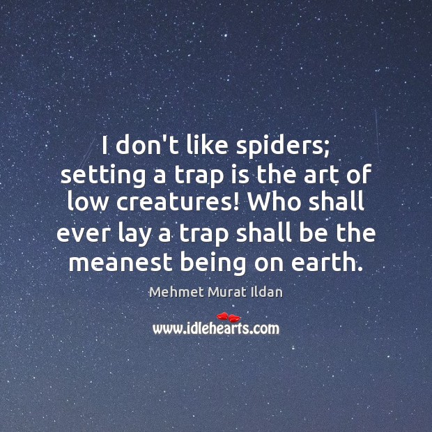 I don’t like spiders; setting a trap is the art of low Mehmet Murat Ildan Picture Quote