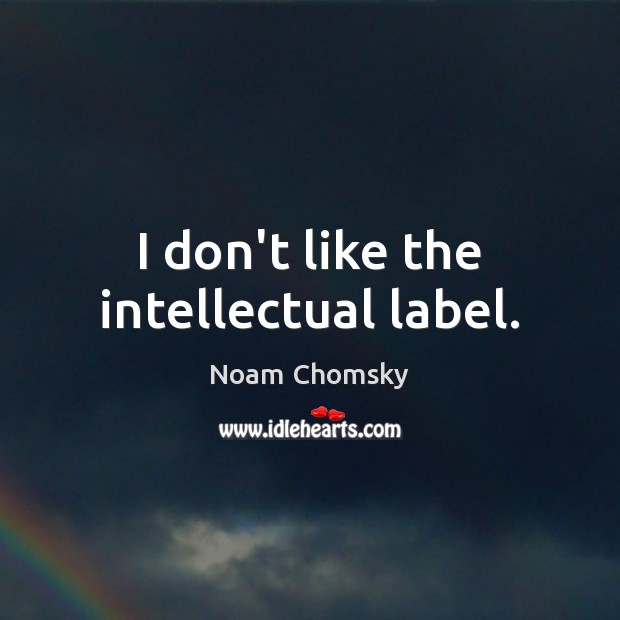 I don’t like the intellectual label. Image