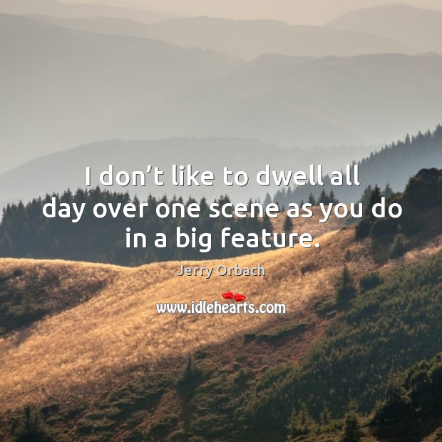 I don’t like to dwell all day over one scene as you do in a big feature. Jerry Orbach Picture Quote